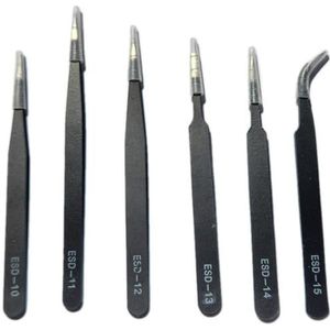 Pincetten ANTISTATISCH - 6 stuks met opbergtas