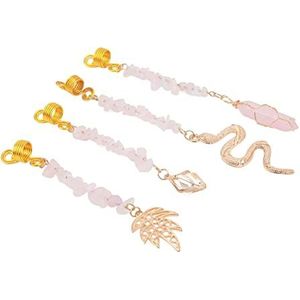 Dreadlock-haarhangers, elegante hanger met baarddecoratie, roze stenen, gouden lente, voor bruiloften