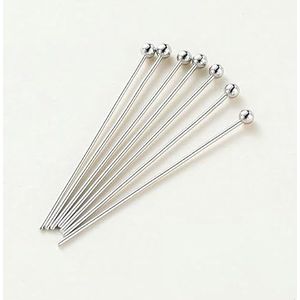 100 stuks 16-50 mm 14/18K vergulde ogen platte kop pinnen naald kogelkoppen kraal hangers connectoren voor sieraden maken bevindingen-platina kogelkop-0,6 mm x 25 mm