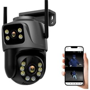 Bewakingscamera, Dual Lens 360º Camera IP66 Beveiliging 8MP 4K Draadloos Outdoor Menselijke detectie Videobewaking PTZ(4K 8MP add 128G)
