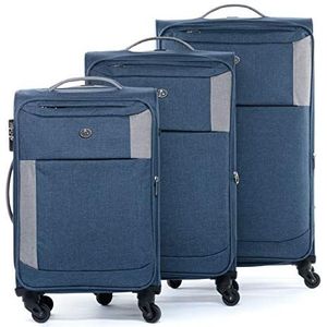 FERGÉ 3-delige koffer-set Reisbagage Saint-Tropez gewatteerde zachte zijde spinner premium bagage-koffer grijs