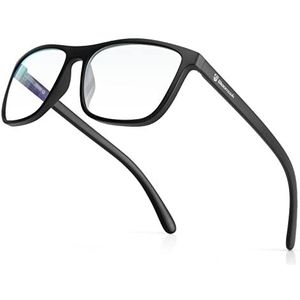Bloomoak -99% blauw licht blokkerende bril-gamingbril-anti-verblinding - anti-vermoeidheid-TR90-materiaal-Geschikt voor schermen, games, tv's, mobiele telefoons, Helder Grijs - 43% - Mat Zwart, 145