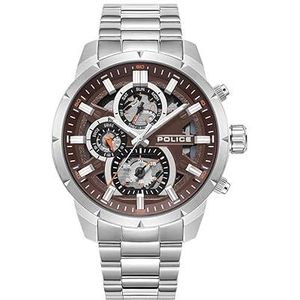 Neist heren chronograaf horloge met bruine wijzerplaat en zilveren armband -PEWJK0021804, ZILVER