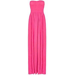 JM CLOTHING Zomer Sheer Vloeiende Lange Jurken Voor Vrouwen Beachwear Cover Ups Strapless Bloemenprint Zonnejurk Wiggly Fashoin, Fuchsia, 3XL grote maten