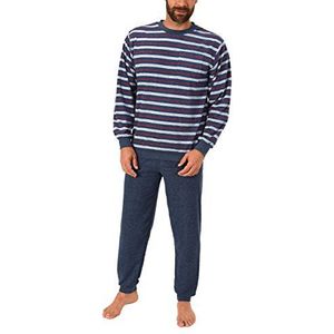 Elegante heren badstof pyjama lange pyjama met manchetten - ook in grote maten 61505, maat 2:52, kleur: blauw, blauw, 52