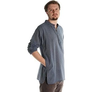 HEMAD Herenhemd vissershemd S-XXXL puur katoen - Blauw-Wit L