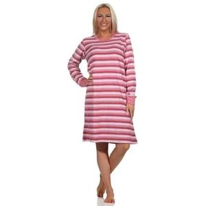 Normann Badstof nachthemd met lange mouwen voor dames in luxe stre, Oud roze, 36-38