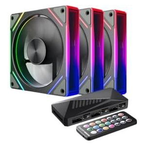 QPSJXN Teucer 120 mm RGB PC Case Ventilator Waterkoelkit 4Pin PWM CPU-ventilator 3Pin 5V Argb -compatibel met verschillende gevallen (3 stuks B Forward)