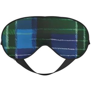 Blauw en Groen Schotse Tartan Print Stijlvol Oogmasker Lichtgewicht Reizen Yoga Nap Meditatie Camping Werk Ontspanning