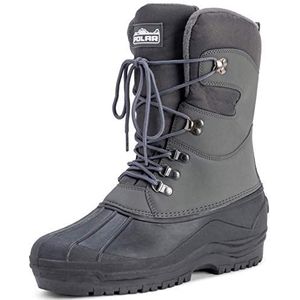 Polar heren lang nylon gaas met overlay duck waterdichte zool veter winters snowboots - grijs - UK9 / EU43 - YC0447