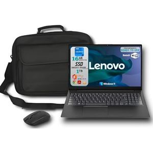 Lenovo Notebook V15-IJL processor N4500, RAM 16 GB, SSD 1 TB, besturingssysteem Windows 11 Professional, Office 2021 vooraf geactiveerd, tas en muis gratis