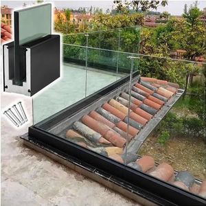 AviiSo Glazen reling rails 1 m 10 m lang glazen hek paneel spigots klem voor patio zwembad loft trap balkon (kleur: zwart, maat: L 0,8 m/31,5 inch)