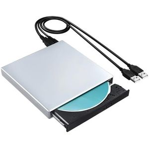 USB3.0 CD/DVD-station - soepel extern station met ondersteuning for meerdere optische schijven, Plug and Play for laptop, desktop, Windows, Linux en Mac(Silver)