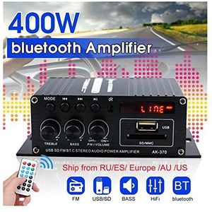 Audioversterker, 40 0W 2 * 200W Stereo Hifi Auto Home Subwoofer Auto Geluid Audio Versterker Amp Geluid Speaker Digital EDR Audio LED Ontwerpversterkers(AK370 With Bluetooth)