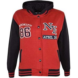 A2Z 4 Kids Uniseks Kinderen Meisjes Jongens Honkbal - NY Jacket Black & Red 9-10