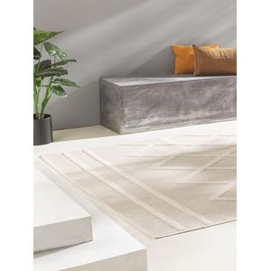 benuta Nest Bonte Vloerkleed, kunstvezel, geschikt voor buiten, rechthoekig, onderhoudsvriendelijk, voor eetkamer, keuken, outdoor, terras, crème, 80 x 150 cm