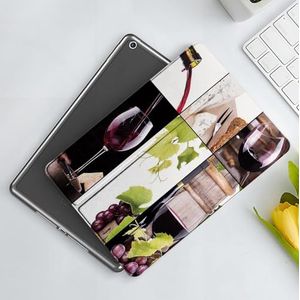 CONERY Case compatibel iPad 10.2"" (9e/8e/7e generatie) Wijn, Wijncollage met vat fles wijnglas druif gastronomische smaak drank decoratief, bordeaux, slanke slimme magnetische hoes met Auto Wake