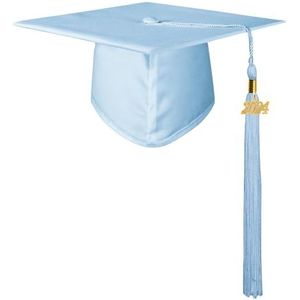 GraduationMall Afstudeerhoed voor Volwassenen 2024 met Kwastje voor Bachelor Middelbare School Academische Afstudeerpet Lichtblauw