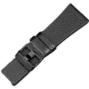 EDVENA 22 Mm 24 Mm 26 Mm 28 Mm 30 Mm 32 Mm Horlogeband Compatibel Met Diesel Horlogeband Zilver Zwart Goud Roestvrij Staal Heren Horlogeband Lederen Band (Color : Leather strap, Size : 26mm)