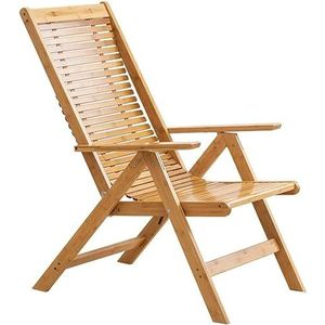 GEIRONV Bamboo verstelbare ontwerpstoel, balkon siesta stoel lounge stoelen zomer buiten vouwstoel tuin zonnestoelen Fauteuils (Color : Primary color)