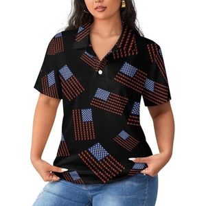 Teckel Amerikaanse vlag dames poloshirts met korte mouwen casual T-shirts met kraag golfshirts sport blouses tops 4XL