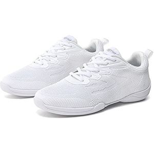 Vrouwen Cheerleading Schoenen Meisjes Outdoor Trainers Gymnastiek Jazz Yoga Dans Schoenen Wit(45 EU, White)