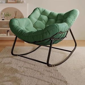 Outdoor Schommelstoel, Patio Egg Schommelstoel, Indoor Papasan Stoel, Rotan Rieten Lounge Stoel, Moderne Koninklijke Stoel for Slaapkamer, Woonkamer, Veranda, Tuin, Gazon - Gebroken Wit(Green)