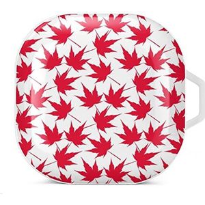 Canadees esdoornblad patroon oordopjes hoesje compatibel met Samsung hard shell beschermhoes witte stijl