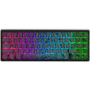 QPSJXN JadeStone Mechanisch Toetsenbord Met IMD-Tech Keycaps Hot Swappable Pakking Ontwerp Tri-Mode Custom RGB Backlight Door M67 (zwart)