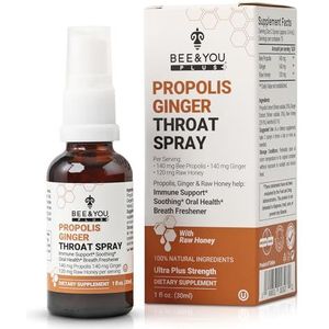 BEE and You Propolis, Gember, Rauwe Honing Keelspray - Natuurlijke immuunondersteuning en verzachtend, antioxidanten, Keto, Paleo, glutenvrij, 1 Fl Oz