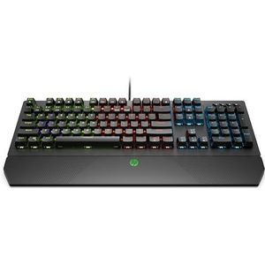 HP Pavilion 800 bedraad gamingtoetsenbord - (USB 2.0-aansluiting, LED-achtergrondverlichting met 4 zones, polssteun, rode mechanische schakelaars), zwarte kleur, Italiaans QWERTY-toetsenbord