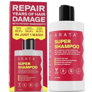 Arata Natuurlijke regenererende 5-in-1 anti-haarval super shampoo met uienolie, bhringraj, appelciderazijn, arganolie en aloë vera voor vrouwen en mannen (shampoo)
