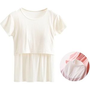Zwangerschapstanktop Zwangerschapsvoedingstops for dames Sweatshirt met korte mouwen for zwangerschap en postpartumkleding(Color:White,Size:M)