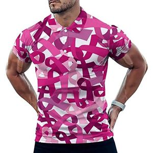 Roze Kanker Linten Casual Poloshirts Voor Mannen Slim Fit Korte Mouw T-shirt Sneldrogende Golf Tops Tees 3XL