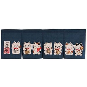 Narumi Noren (Japans Gordijn) zeven Beckoning Cat/Maneki Neko 17-507 85×30cm uit Japan