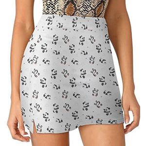 Kinderen Patroon Met Panda's Vrouwen Skorts Hoge Taille Tennisrok Gelaagde Korte Mini Rok Culottes Skorts Met Zakken 4XL