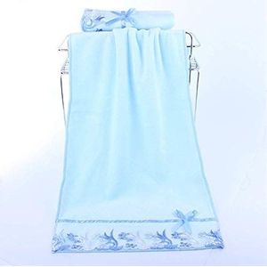 Badkamerhanddoeken, handdoekenset, Handdoekenset, 2 microvezelhanddoeken, zacht absorberend anti-huishouden gezichtshanddoek handdoek badkamer reishanddoek lichtgeel (Color : Blu)