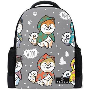 Mijn dagelijkse Husky Puppies Kleurrijke Regenjassen Rugzak 14 Inch Laptop Daypack Bookbag voor Travel College School