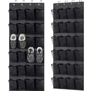 Consumerce® Schoenenzak Hangend 24 Vakken Zwart – Schoenenrek – Schoenenbank – Schoenen – Rek – Deur – Wand – Muur – Deurhanger – Schoenrek – Schoenkast – Schoenenkast – Sneaker Box Kast