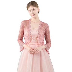 Central Chic Womens Open Front Lace Shrug Bolero Cardigan Voor Bruiloften Bruiden Bruidsmeisjes Avondjurken S-M, Dusky Roze, one size