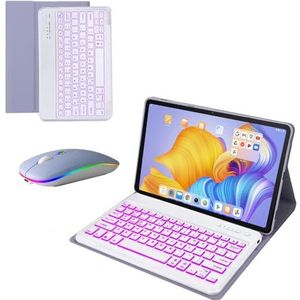 Toetsenbordhoes Voor Honor Pad 8 12 Inch, 7-Kleuren Achtergrondverlichting Afneembaar Draadloos Bluetooth-Toetsenbord Met Tabletmuis,Purper