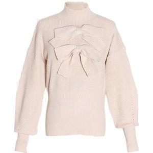 GKEIOSHQIL Damesstriktrui Schattige Lange Mouw Coltrui Herfst Gezellig Gebreid Effen Los Trendy Pullover Top,Light pink,L