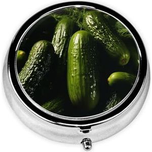 Pillendoosje met spiegel, retro pillendoosje met 3 compartimenten, kleine pillenorganizer voor portemonnee of zak, decoratieve metalen medicijnen, vitamine-organizer, unieke geschenken