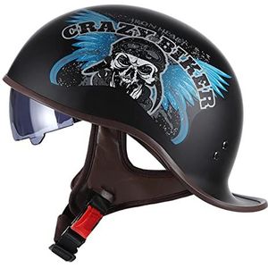 Retro motorfiets halfhelm, volwassen baseballcap-helm DOT-gecertificeerde heren en dames Vintage motorfiets open helm voor straatscooter Cruiser Moped Chopper Decoration