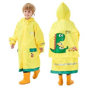Baogaier Regenponcho Jongens Regenjassen Regenpak Capuchon Regencape Plaspak Dinosaurus Geel Lichtgewicht Eendelige Waterdichte Poncho Regenkleding Draagbaar Ademend Wandelen Reizen Kinderen 3-4 Jaar