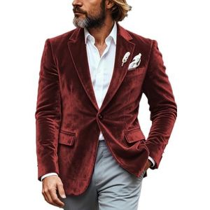 Fluwelen smoking blazer met één knop jas piekrevers bruiloft feest gekleed bal fluwelen jas workout, Bordeaux, XS