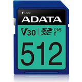 ADATA Premier Pro geheugenkaart 512 GB SDXC Klasse 10 UHS-I - geheugenkaarten (512 GB, SDXC, klasse 10, UHS-I, 100 MB/s, blauw)