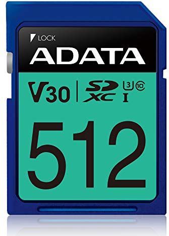 ADATA Premier Pro geheugenkaart 512 GB SDXC Klasse 10 UHS-I - geheugenkaarten (512 GB, SDXC, klasse 10, UHS-I, 100 MB/s, blauw)