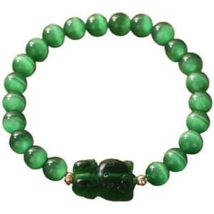 Kat edelsteen kristal armbanden for meisjes Boho 8mm kralen dierenarmband kinderen geschenken (Color : Green Cats Eye)