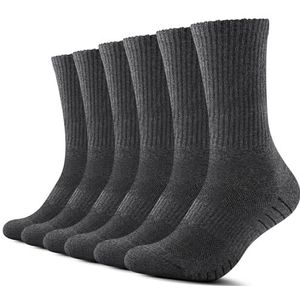 TUUHAW Tennissokken heren dames (6 paar) sportsokken gevoerde loopsokken zwart wit grijs, 6x grijs, 39-42 EU